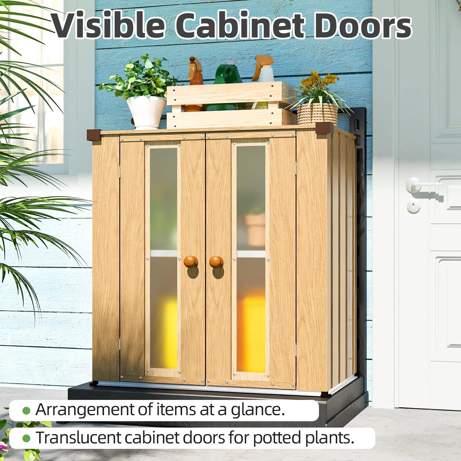 AECOJOY Small Outdoor Storage Cabinet Waterproof with Shelves, Vertical Garden Storage Sheds - Product image 7