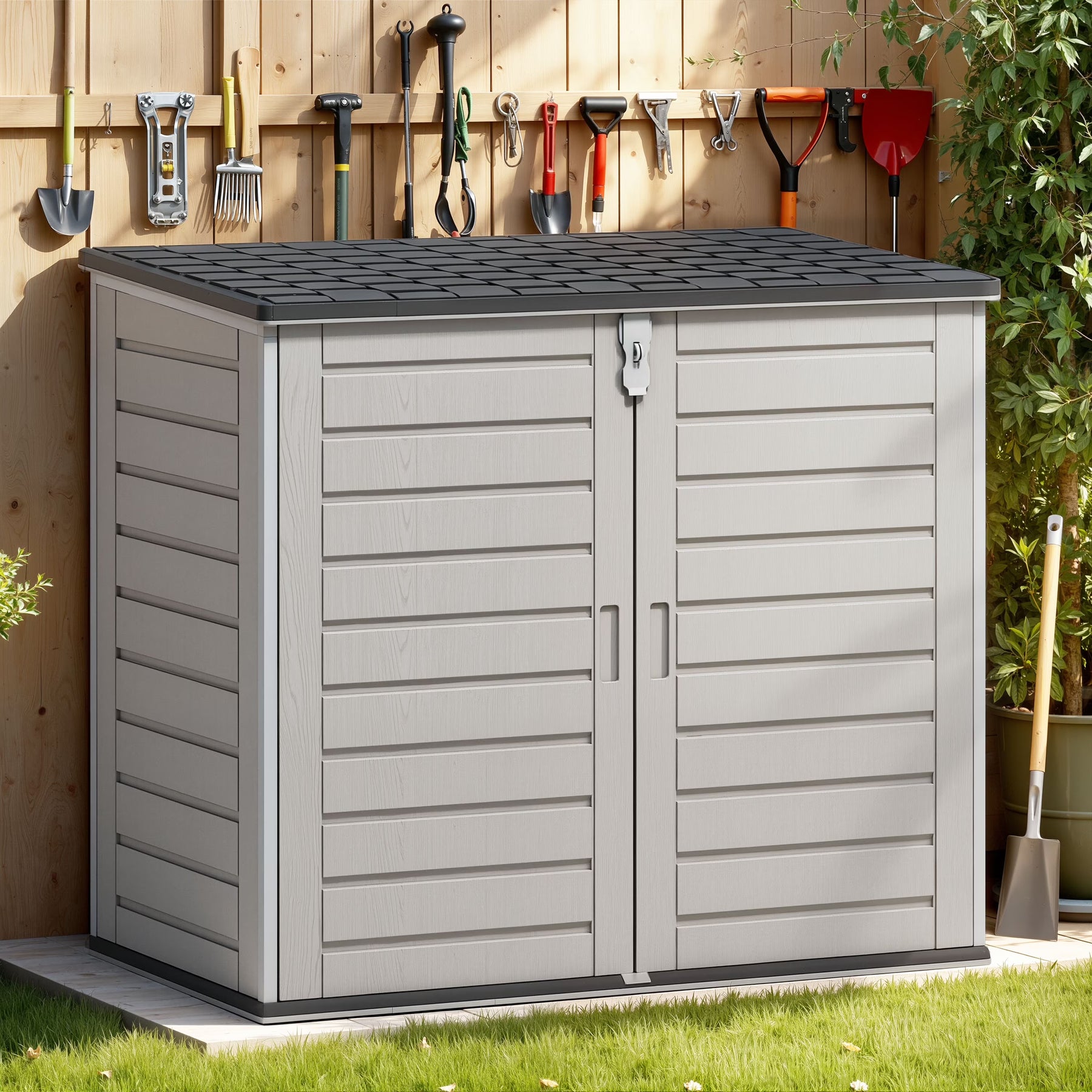 51 cu ft Outdoor Storage Shed, Resin Storage Cabinet with Door & Lock, Multi - Product image 1