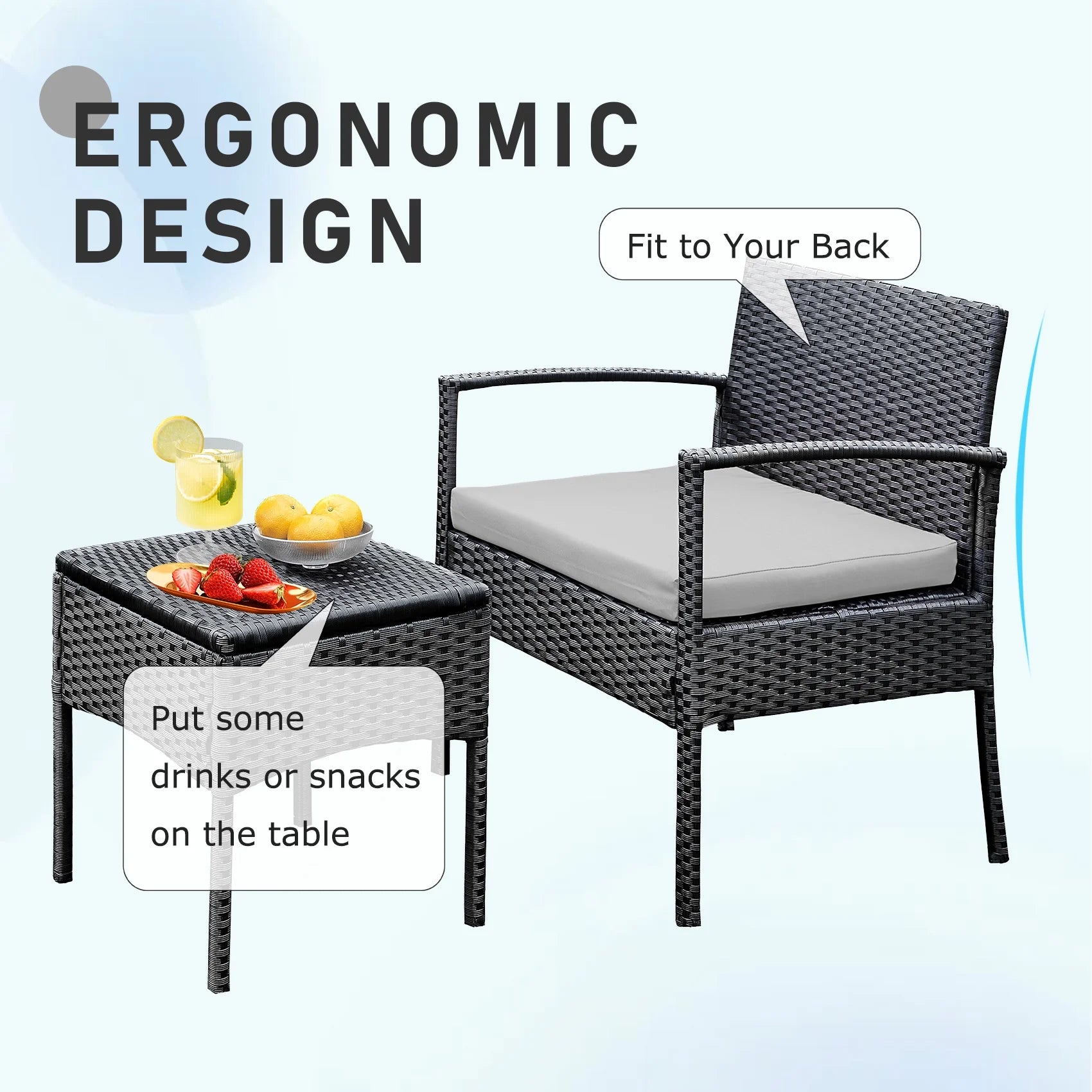 Tappio Outdoor Furniture 3 Piece Patio Bistro Furniture Set, Rattan Conversation Chairs Set with Side - Product image 40
