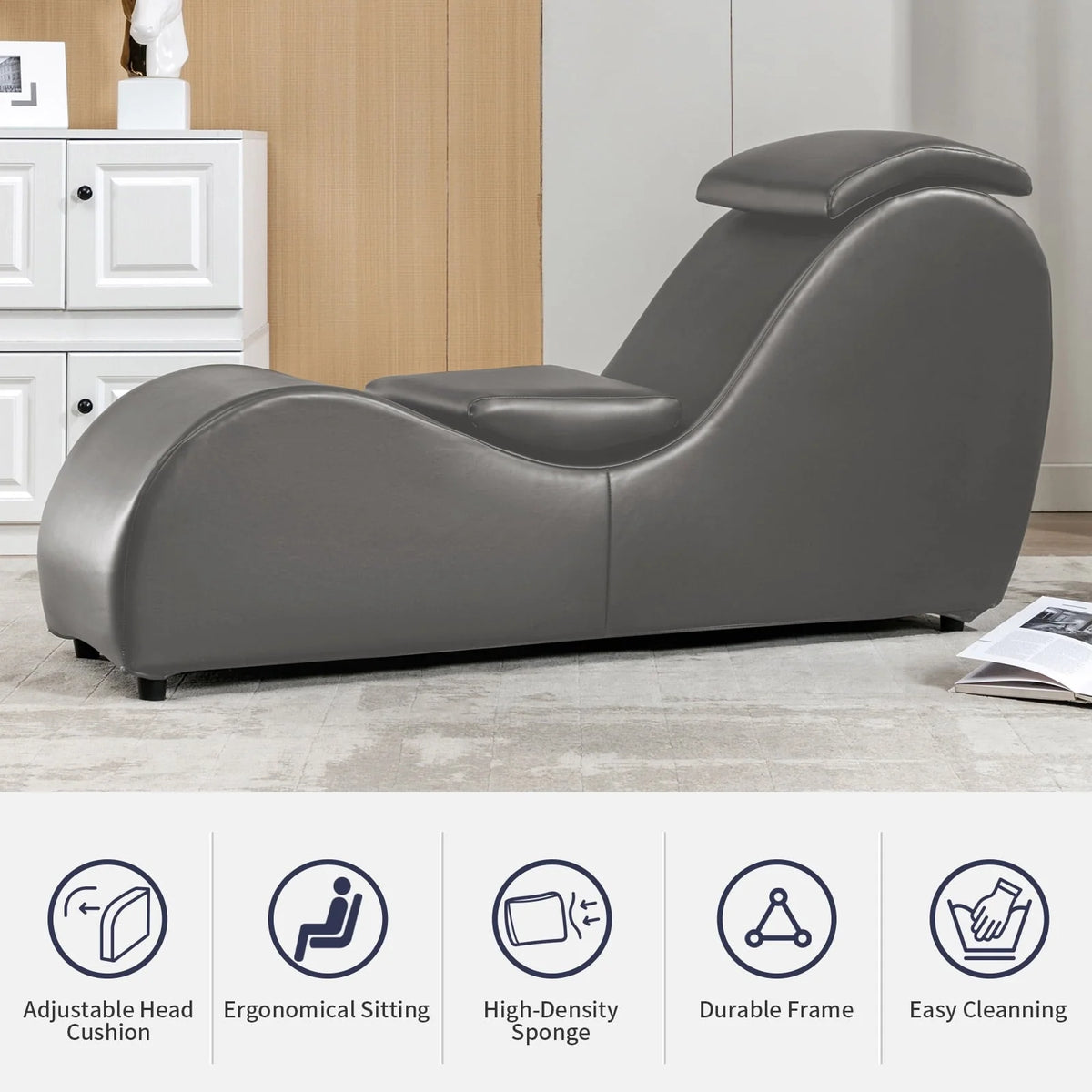 MUZZ Yoga Chair, Curved Yoga Chaise Lounge for Adults Stretching Exercising Relaxing - Product image 6