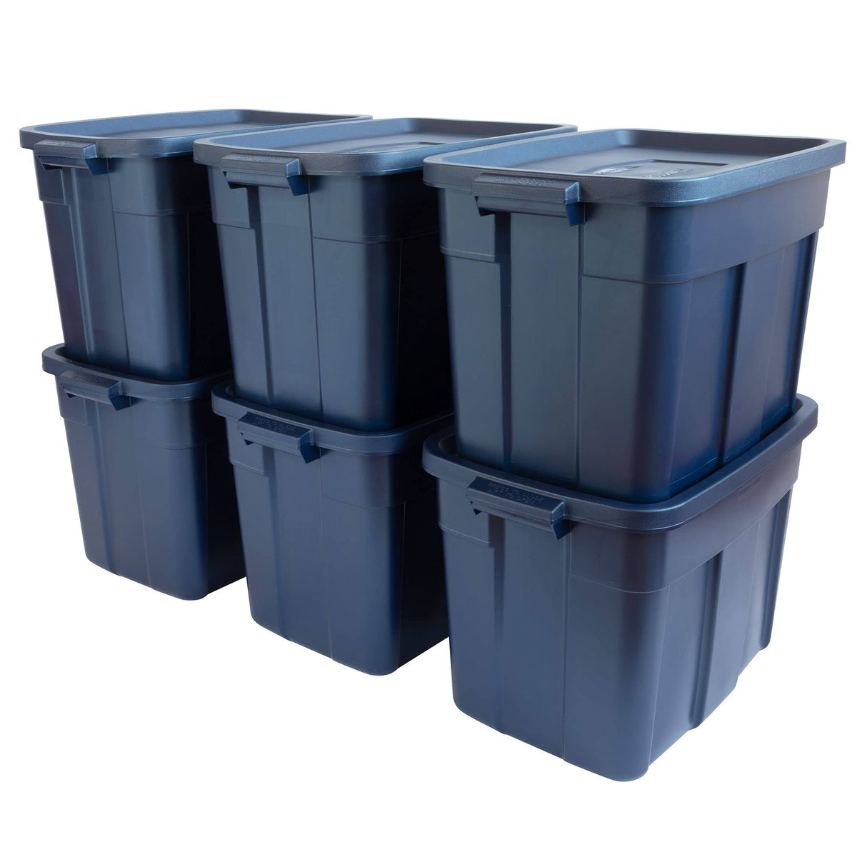 Rubbermaid 18 Gallon Stackable Storage Container, Dark Indigo Metallic (6 Pack) - Product image 1