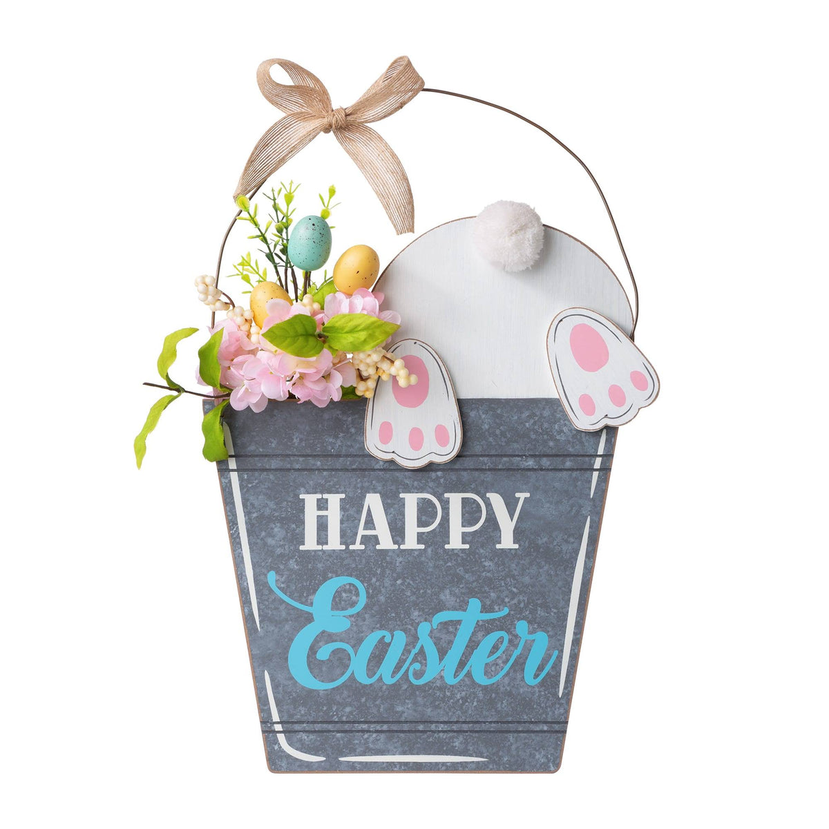 Glitzhome 18 in. H Wooden Easter Bunny Eggs Wall Decor - Product image 1