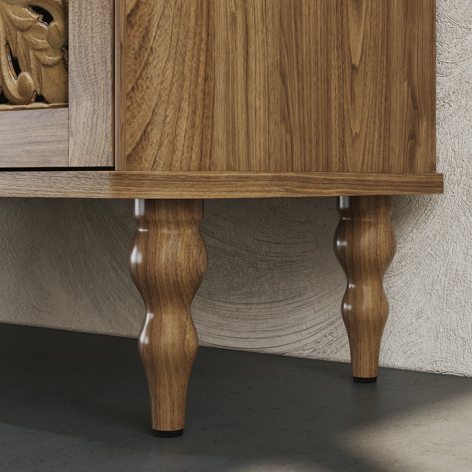 HLR 48" Accent Cabinet with 4 Doors, Vintage Hollow Carving Storage Credenza - Product image 28