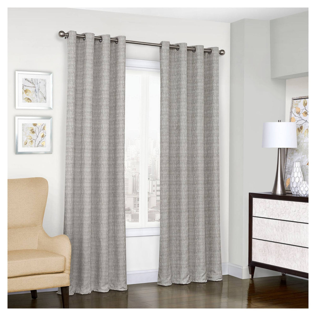 Eclipse Trevi Blackout Grommet Window Curtain Panel - 95 Inches - Grey - Product image 1