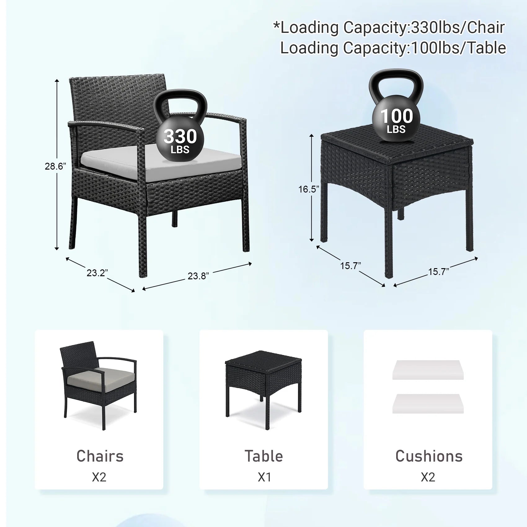 Tappio Outdoor Furniture 3 Piece Patio Bistro Furniture Set, Rattan Conversation Chairs Set with Side - Product image 42