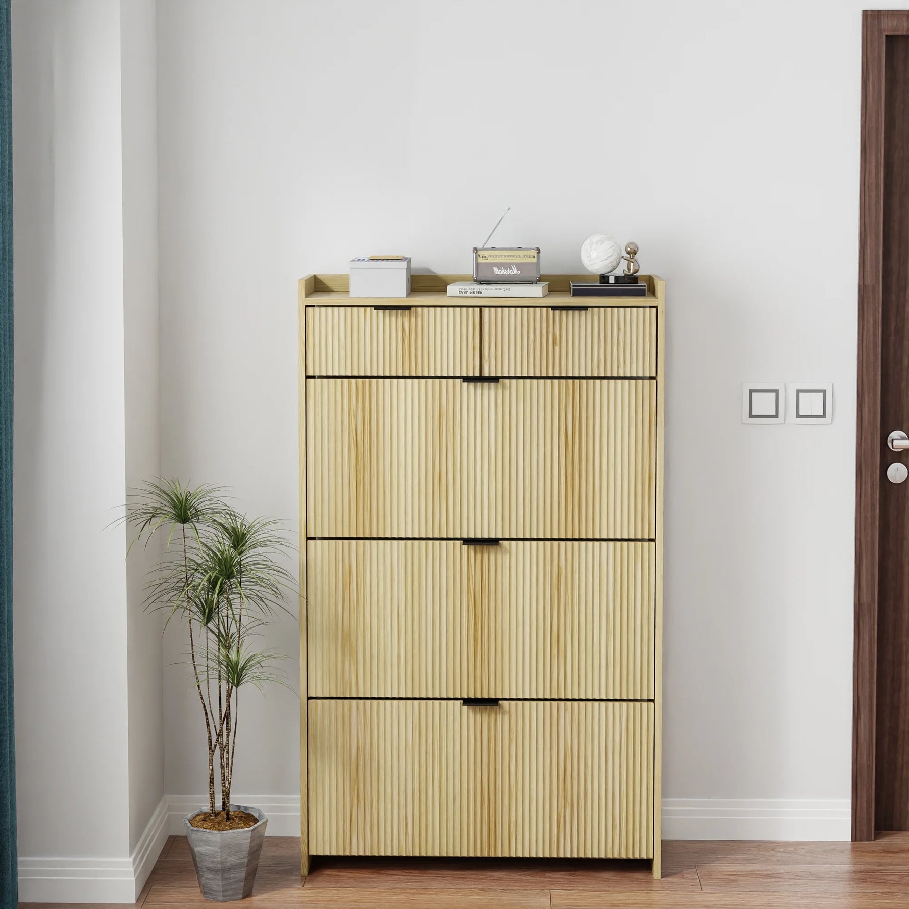 Shoe Cabinet, Free Standing Tipping Bucket Shoe Rack Organizer with 3 Flip Drawers - Product image 18