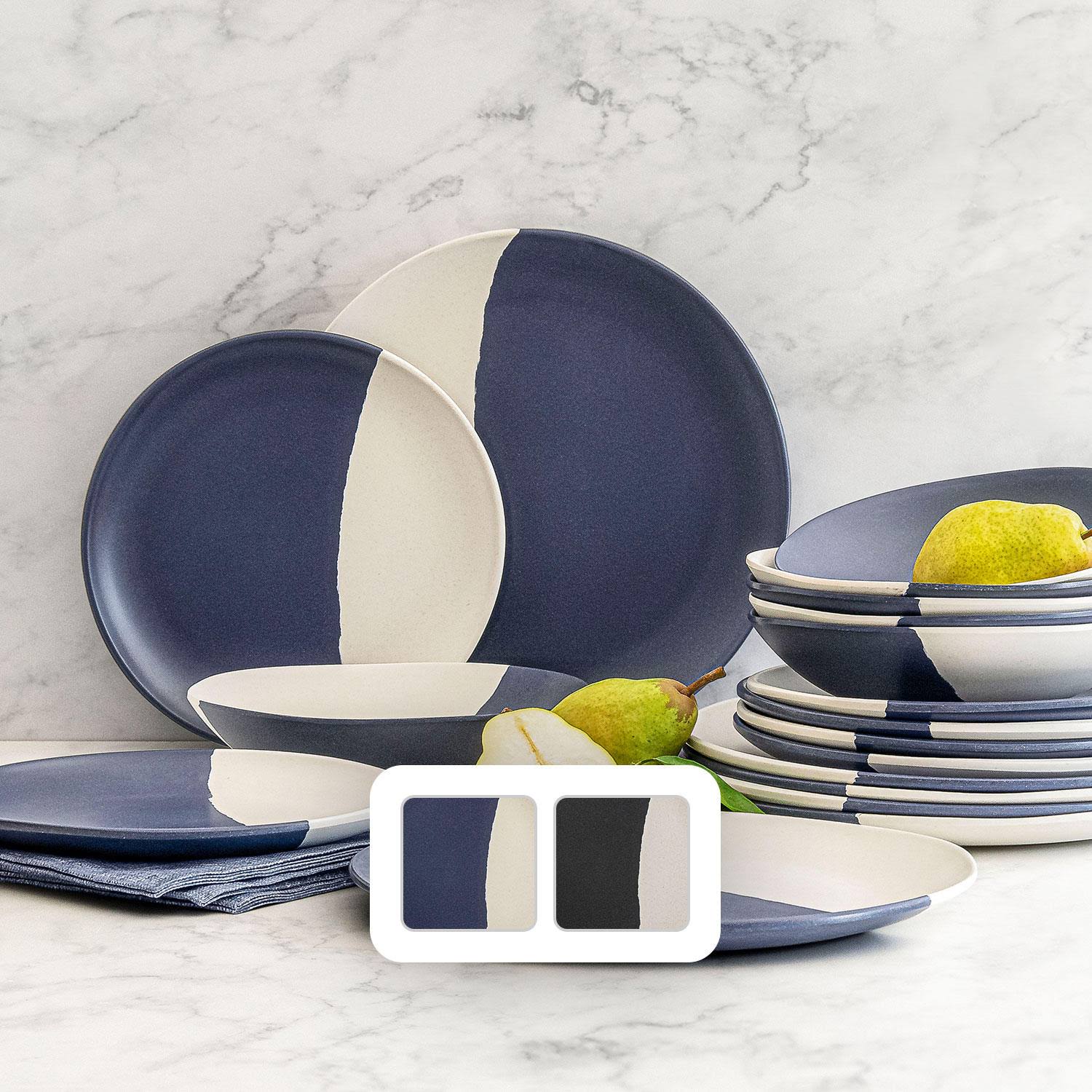 Member's Mark 18-Piece Bamboo Melamine Dinnerware Set (Moonlight) - Product image 1