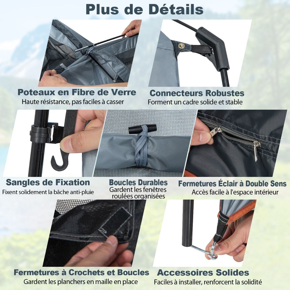 Portable 2-Person Shower Cabin Tent in 2 Parts with Removable Rain Tarpaulin Clothesline Hook 210x107x210 cm Gray -
