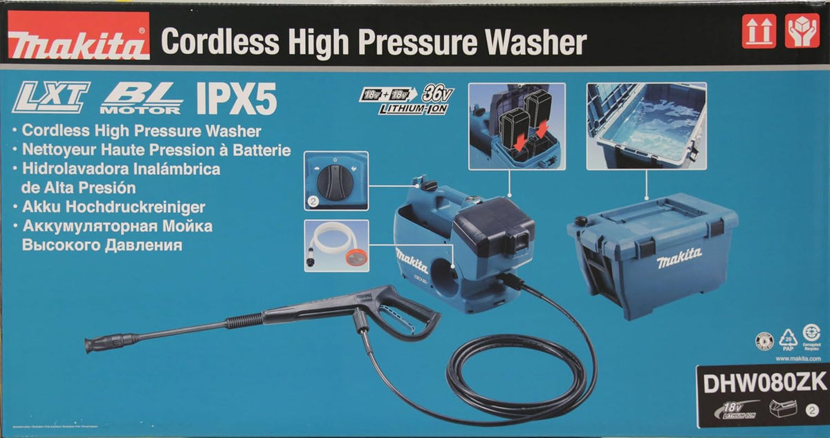 36V LXT 80 bar cordless high pressure cleaner (Product only) - DHW080ZK