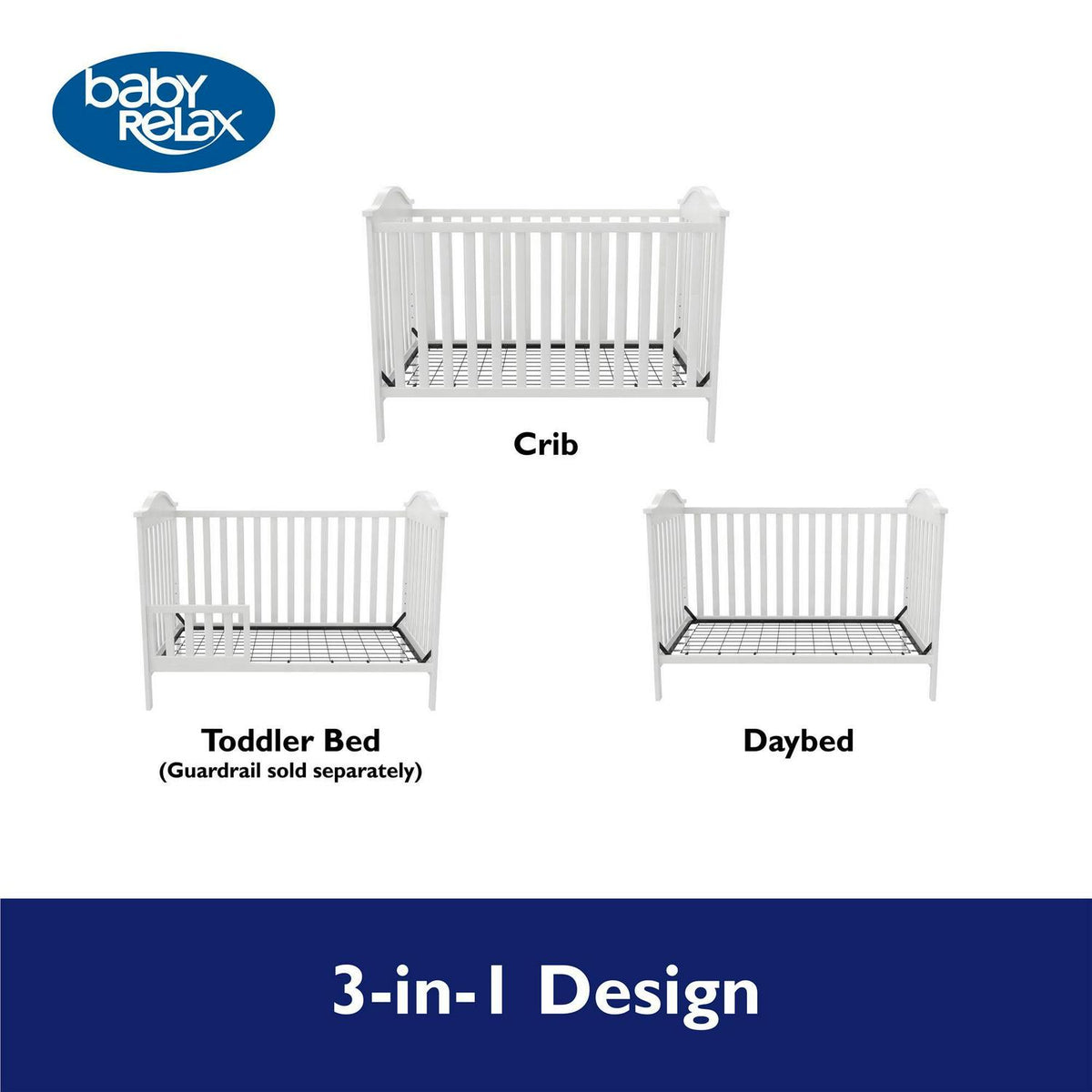 Baby Relax Adele 3 - in - 1 Convertible Crib. White - Product image 3