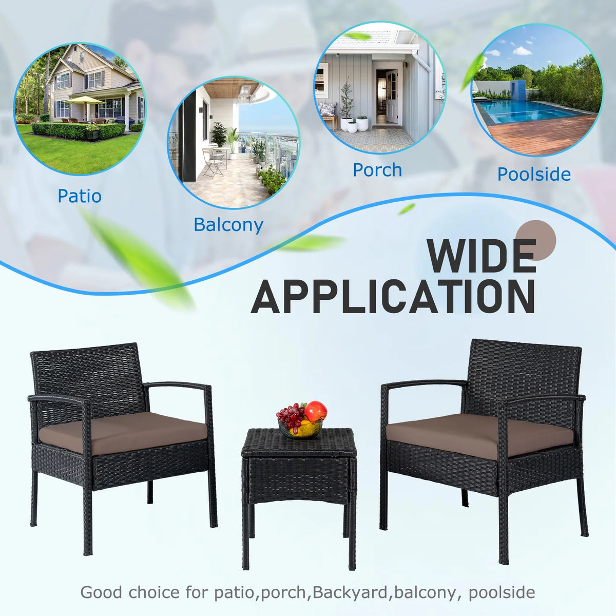 Tappio Outdoor Furniture 3 Piece Patio Bistro Furniture Set, Rattan Conversation Chairs Set with Side - Product image 21