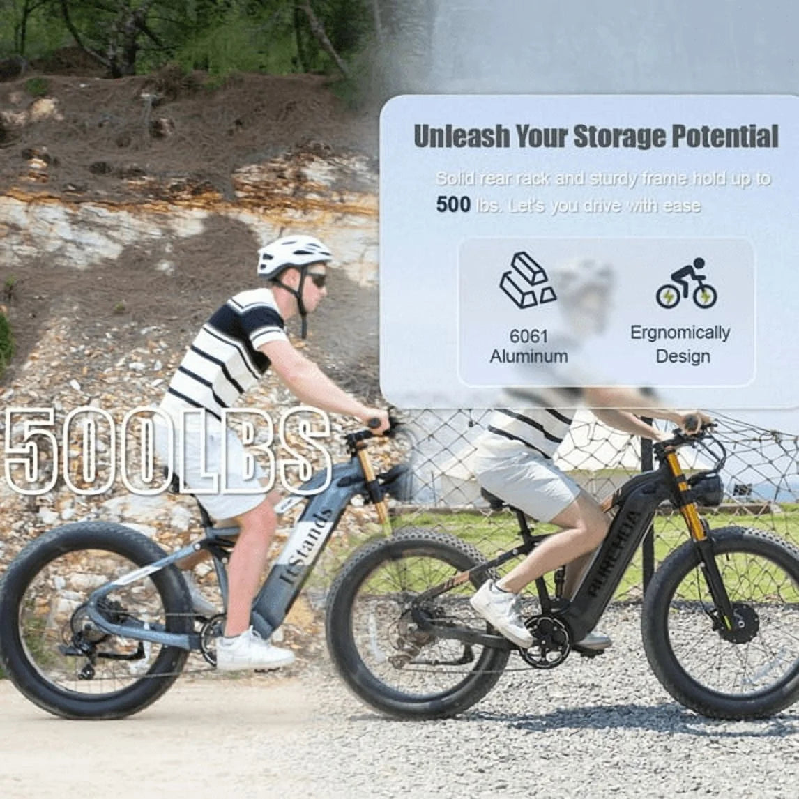 Dual Motors AWD 2000W Electric Bike for Adult 26'', UL2849 48V 30AH Removable Battery E - Product image 26