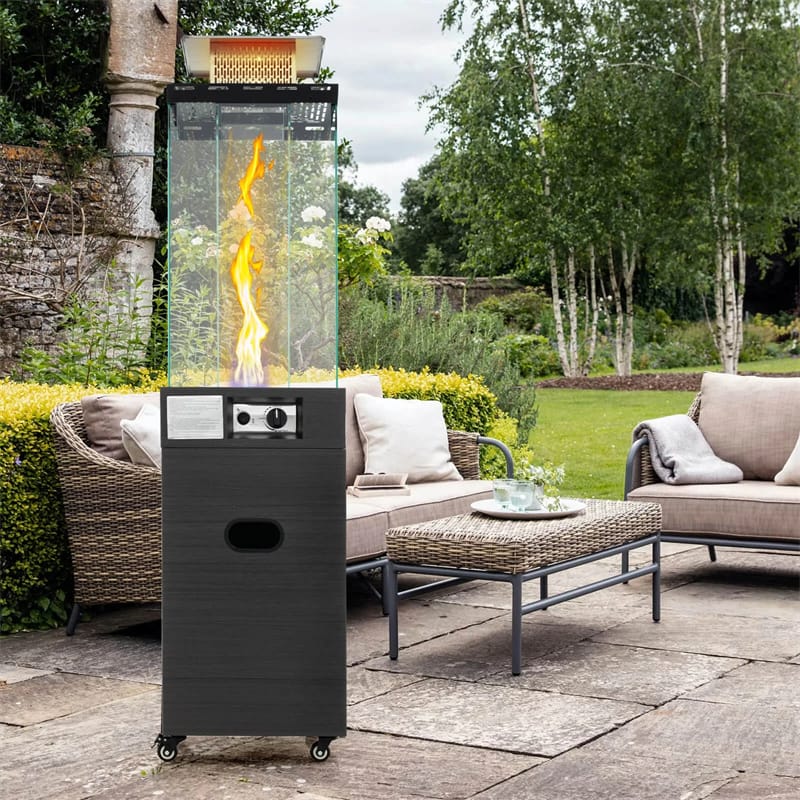 40, 000 BTU Outdoor Propane Patio Heater with Tempered Glass Tube, Wheels & Cover - Product image 2