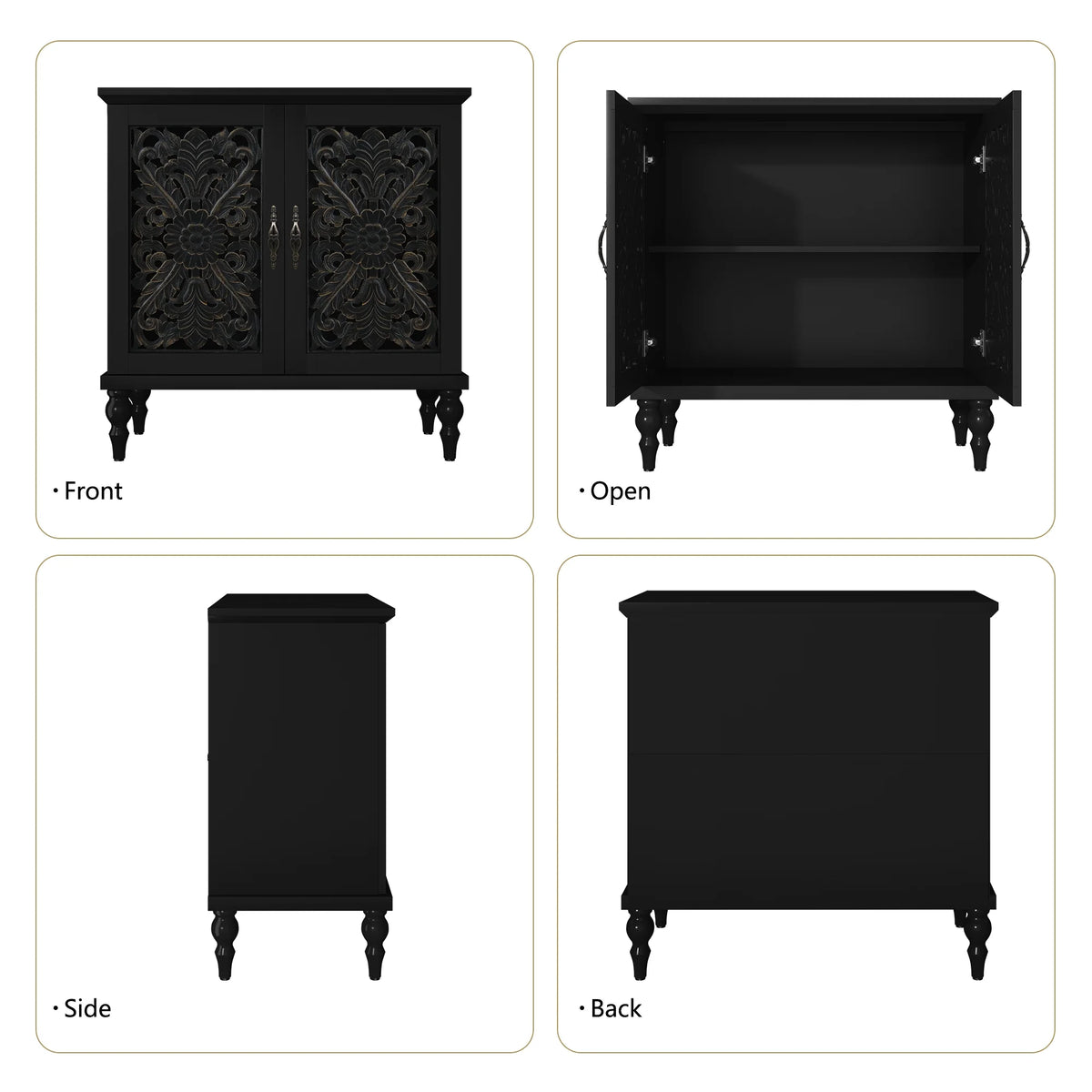 HLR 48" Accent Cabinet with 4 Doors, Vintage Hollow Carving Storage Credenza - Product image 70