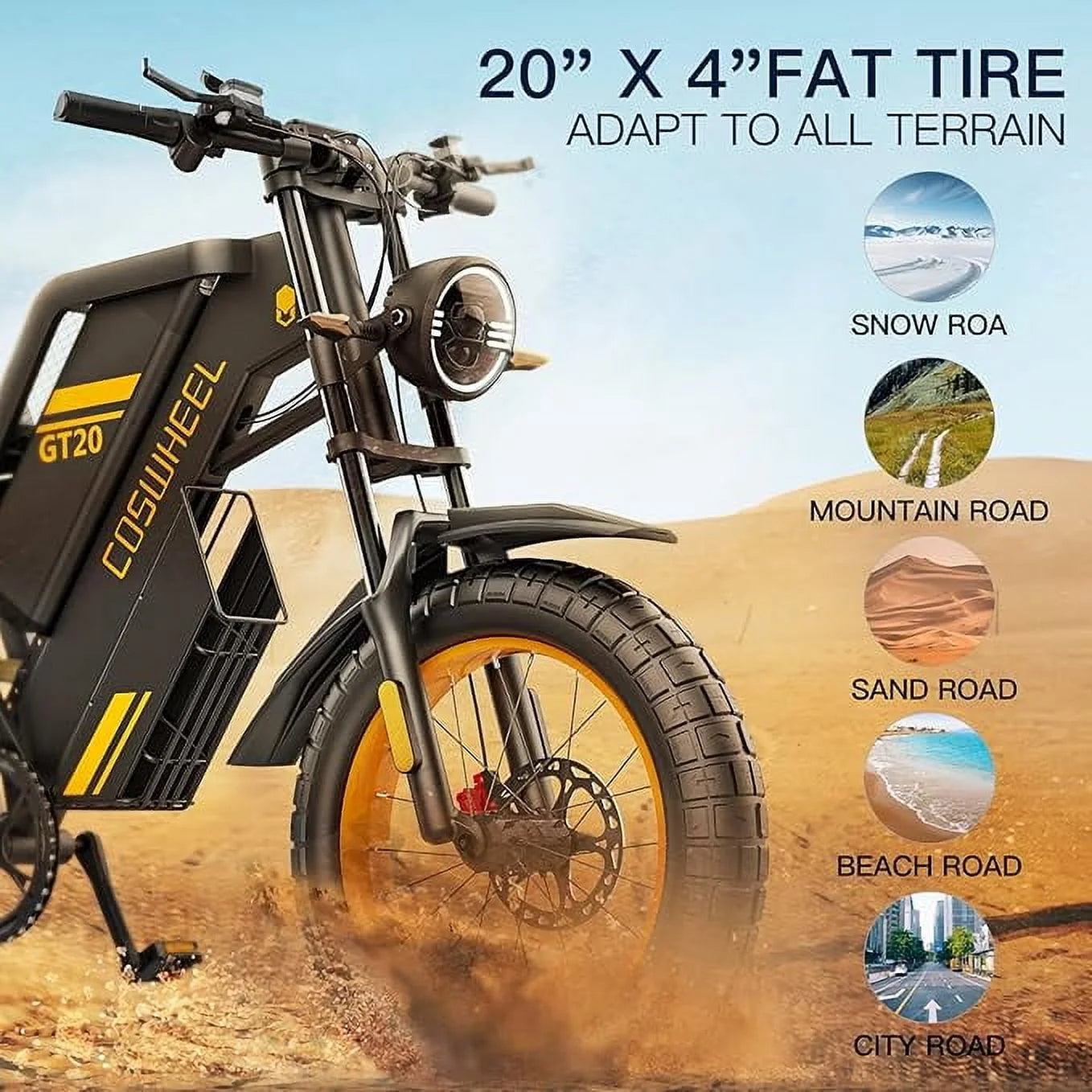 COSWHE GT20 Electric Bike for Adults, Electric Dirt Bike with 1500W Motor 48V/25ah Removable Battery - Product image 4