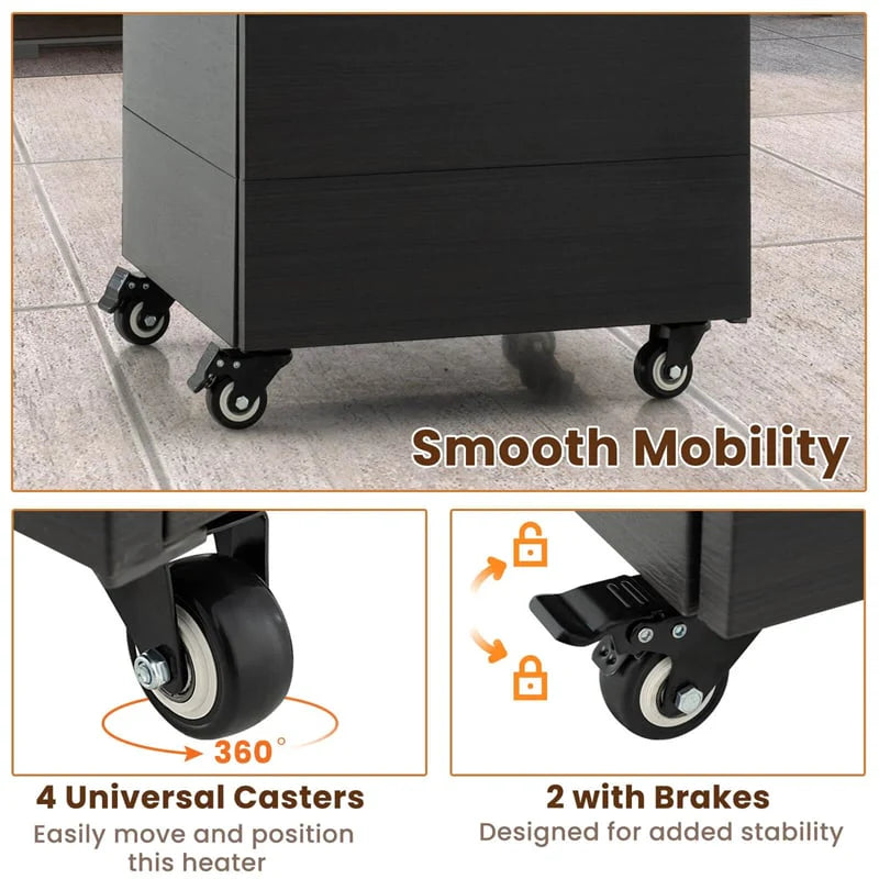 40, 000 BTU Outdoor Propane Patio Heater with Tempered Glass Tube, Wheels & Cover - Product image 7