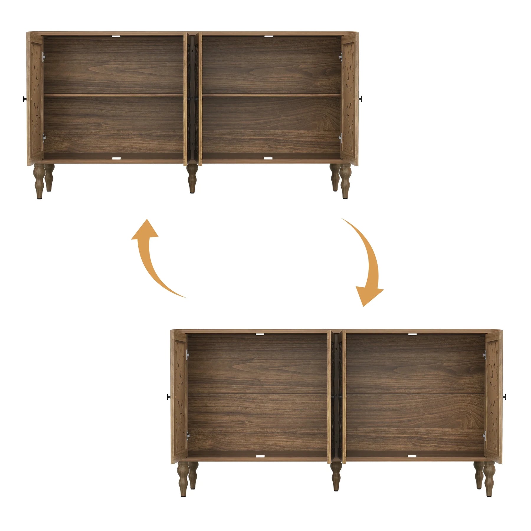 HLR 48" Accent Cabinet with 4 Doors, Vintage Hollow Carving Storage Credenza - Product image 112