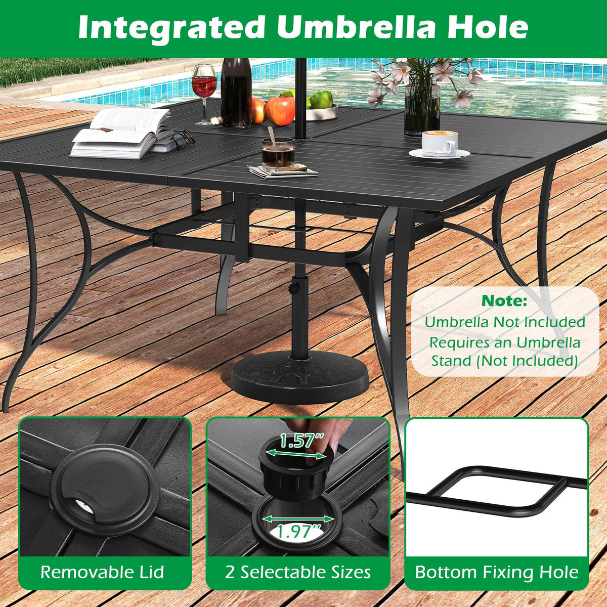 Tangkula 60" x 60" Metal Patio Dining Table for 8(60" x 60") - Product image 7