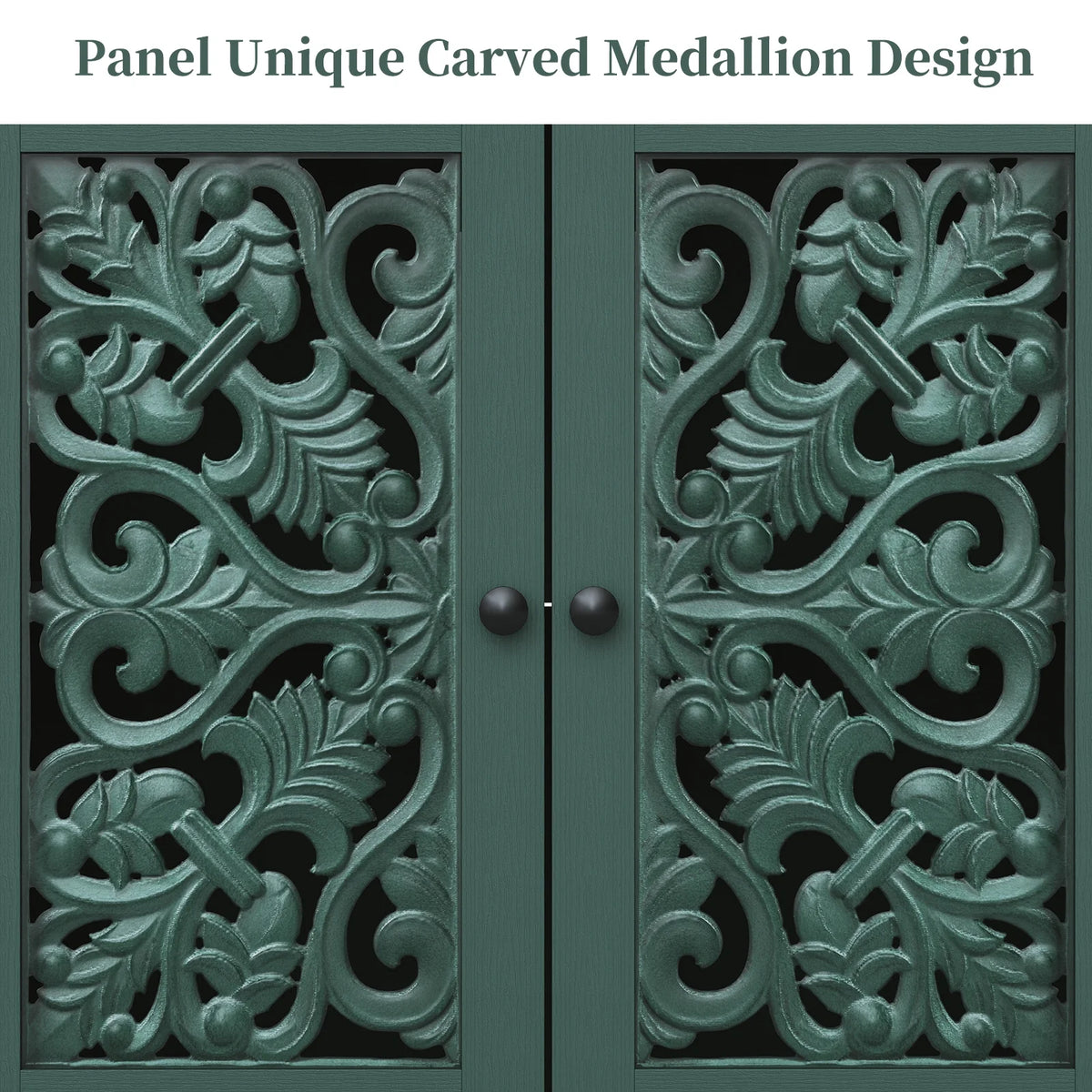 HLR 48" Accent Cabinet with 4 Doors, Vintage Hollow Carving Storage Credenza - Product image 79