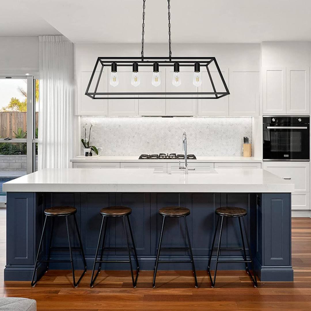 Doffin Modern Kitchen Island Lighting Farmhouse Chandelier - Black - Product image 1