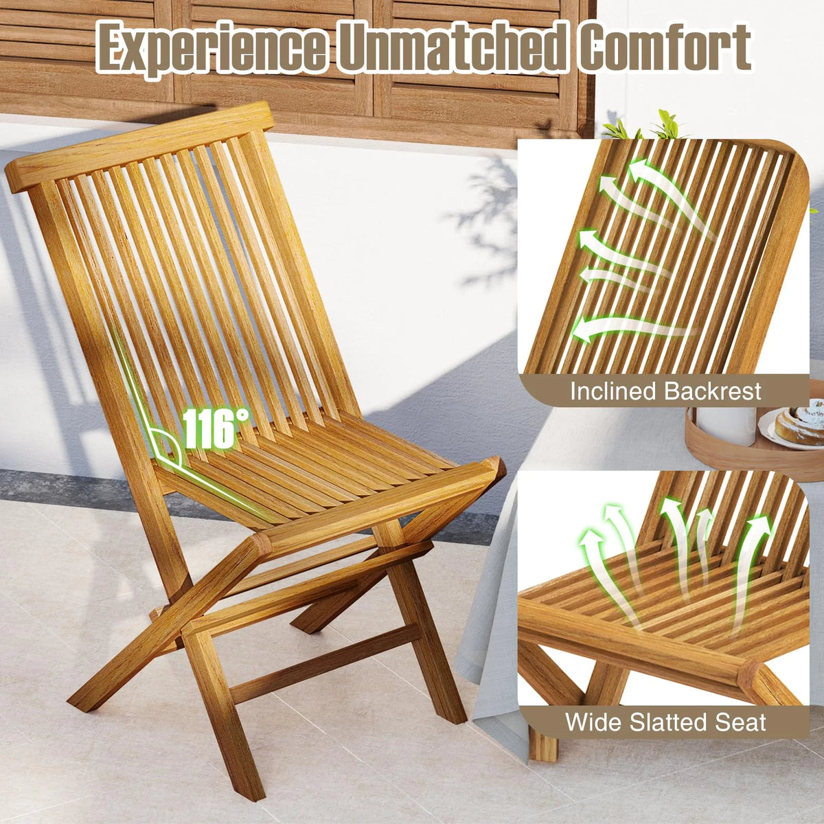 Tangkula 3 Pieces Folding Patio Bistro Set - Product image 9