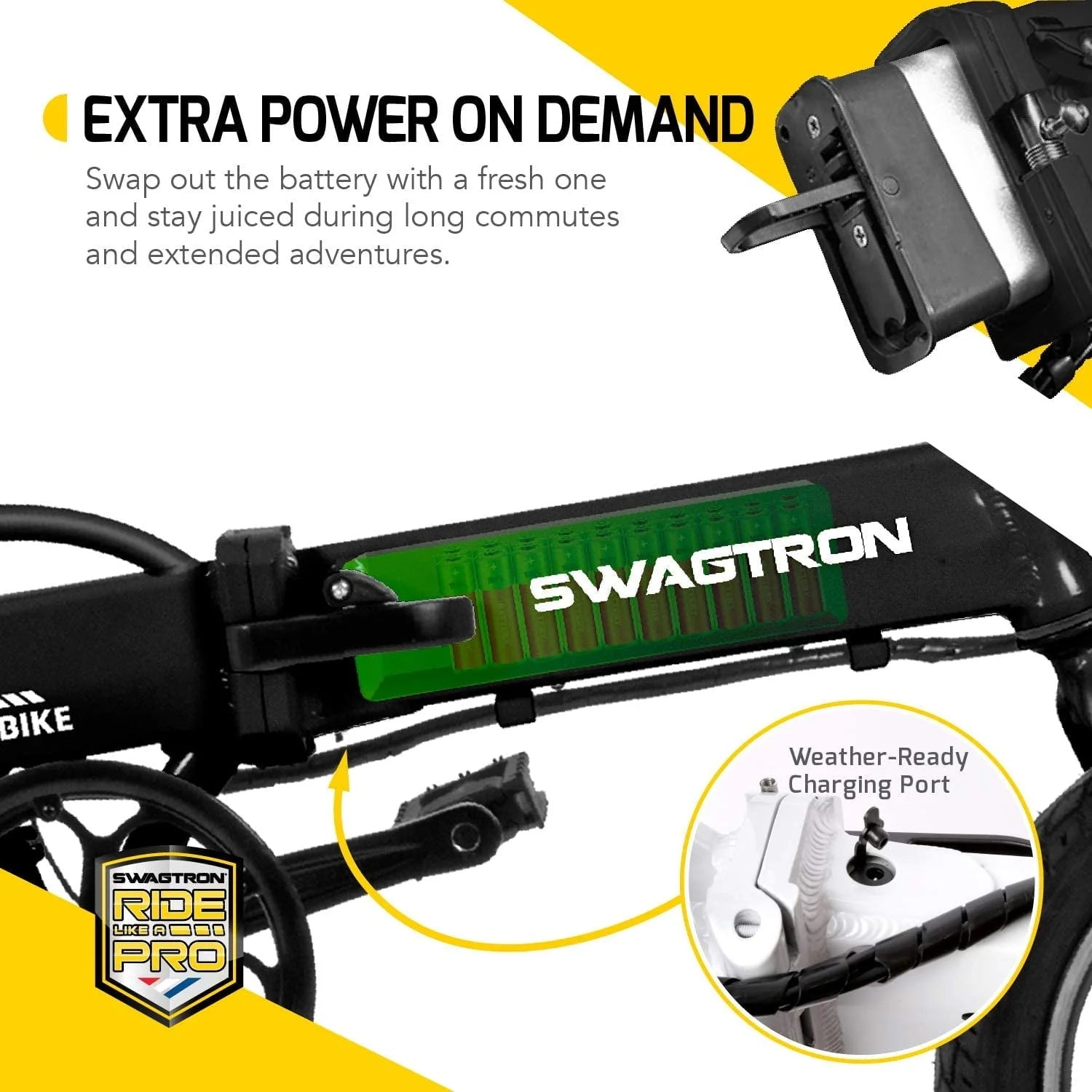 Swagtron Swagcycle EB5 Pro Plus Lightweight Aluminum Folding Electric Bike with Pedals (Recertified) - Product image 2