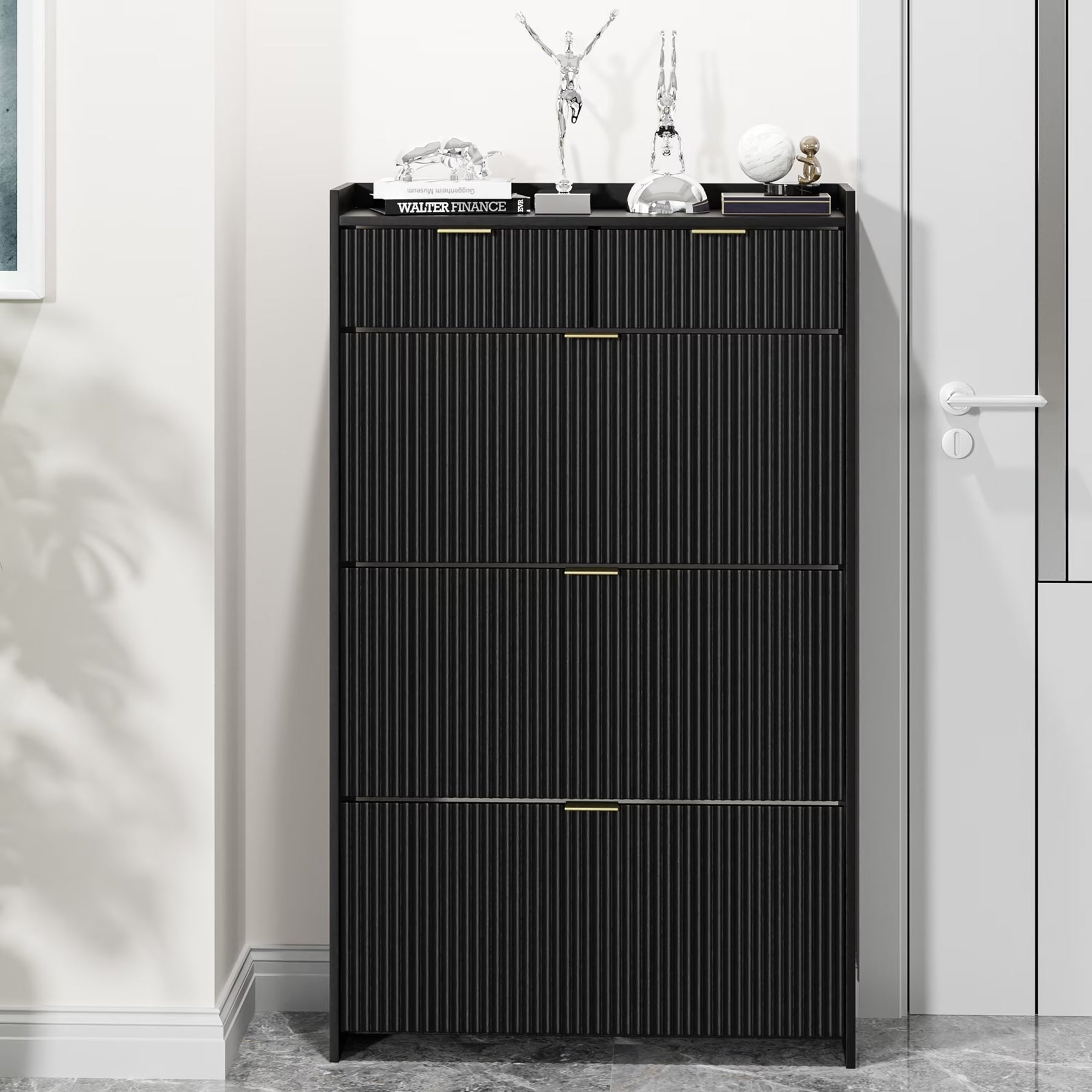 Shoe Cabinet, Free Standing Tipping Bucket Shoe Rack Organizer with 3 Flip Drawers - Product image 3