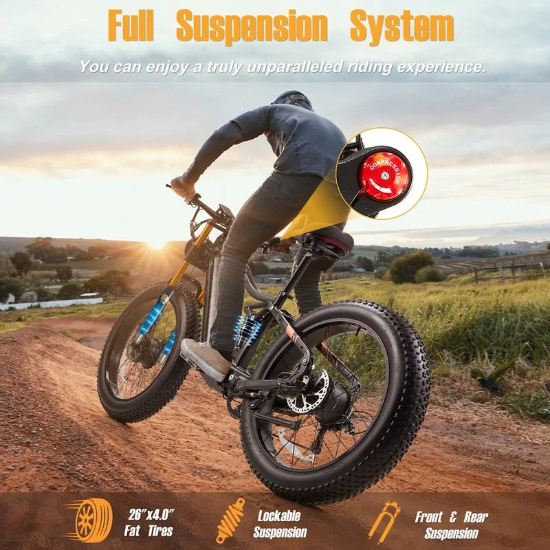 Dual Motors AWD 2000W Electric Bike for Adult 26'', UL2849 48V 30AH Removable Battery E - Product image 22