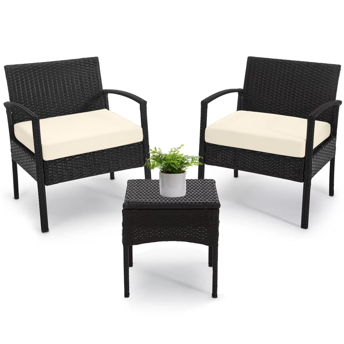 Tappio Outdoor Furniture 3 Piece Patio Bistro Furniture Set, Rattan Conversation Chairs Set with Side - Product image 11