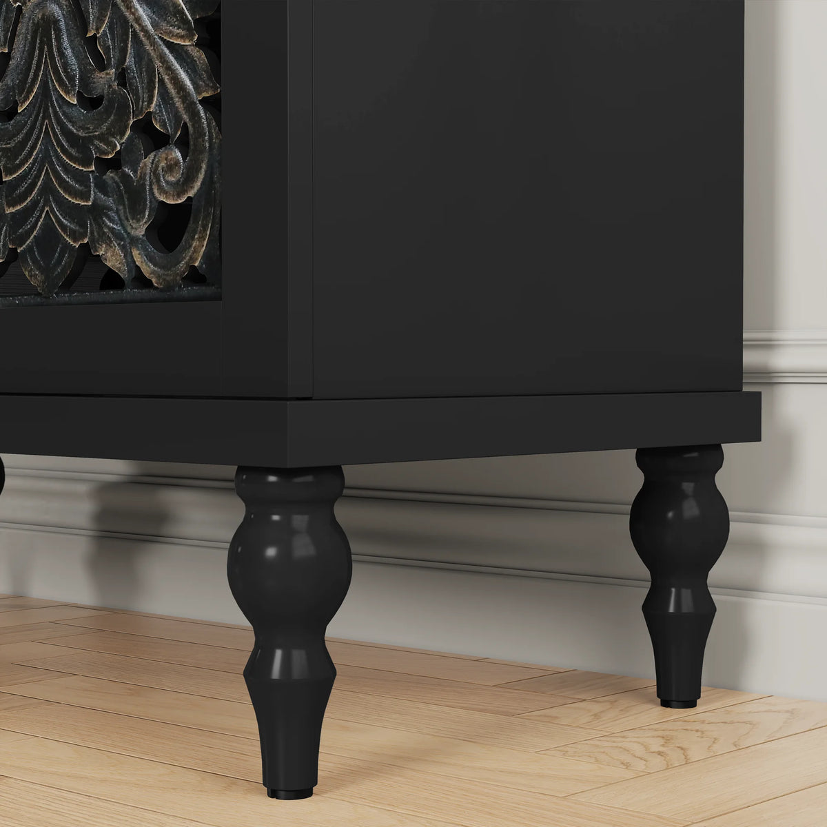 HLR 48" Accent Cabinet with 4 Doors, Vintage Hollow Carving Storage Credenza - Product image 52