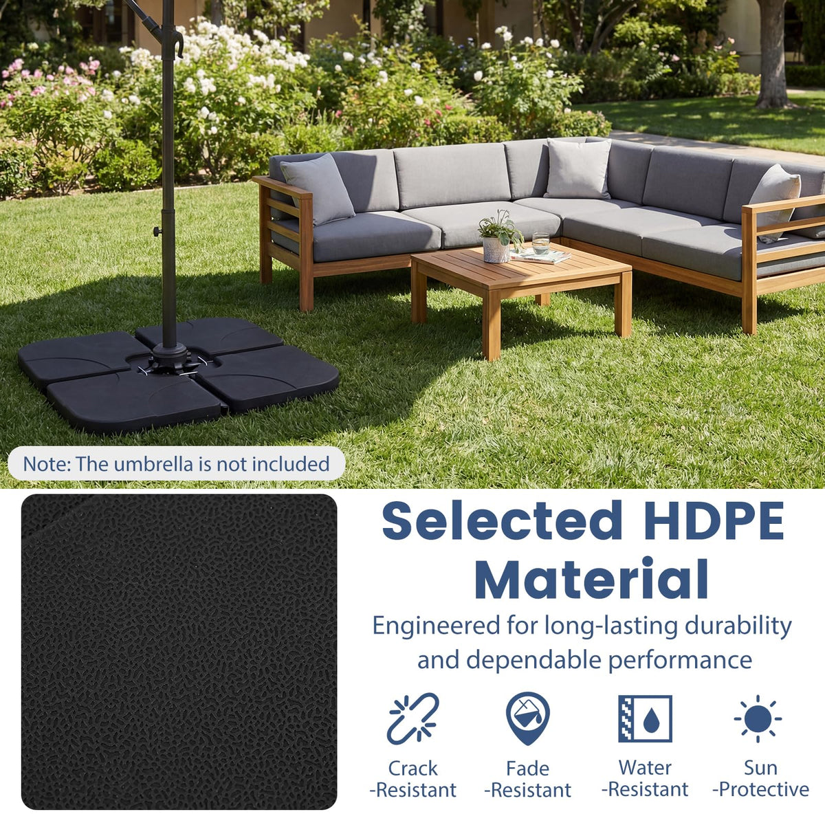 Tangkula 4 Piece 164 Lbs Umbrella Base for Patio