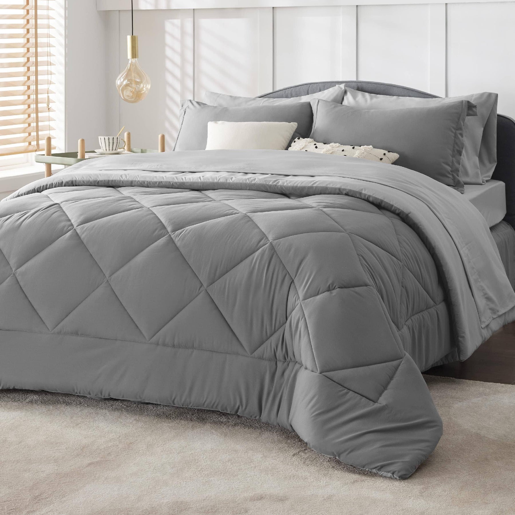 Bedsure Queen Comforter Set - 8 Pieces Reversible Bed Set Bed in A Bag Queen with Comforters Sheets - Product image 1