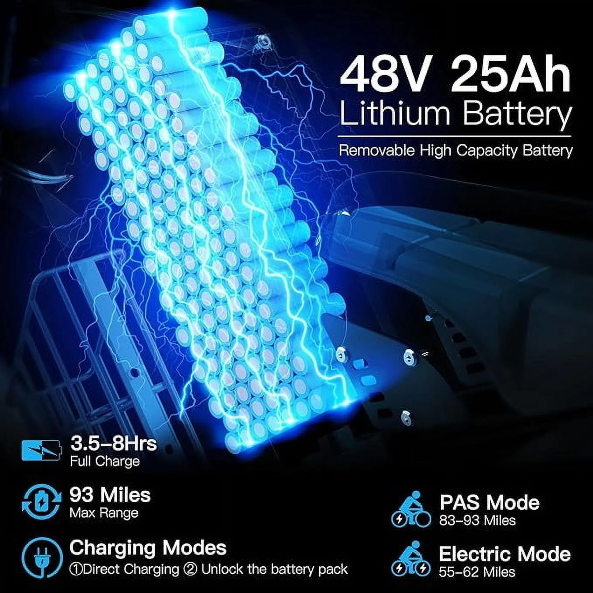 COSWHE GT20 Electric Bike for Adults, Electric Dirt Bike with 1500W Motor 48V/25ah Removable Battery - Product image 3