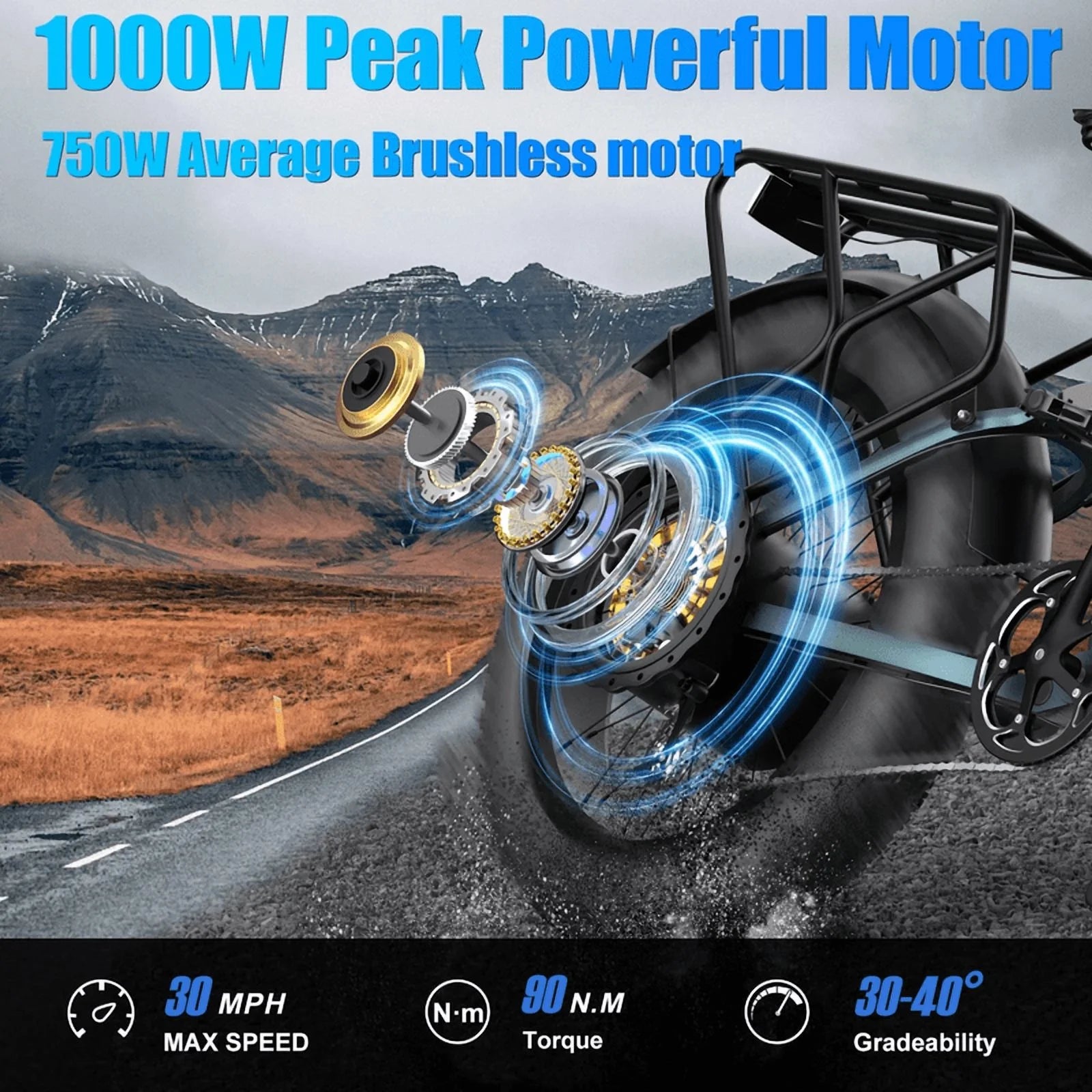 Dual Motors AWD 2000W Electric Bike for Adult 26'', UL2849 48V 30AH Removable Battery E - Product image 23
