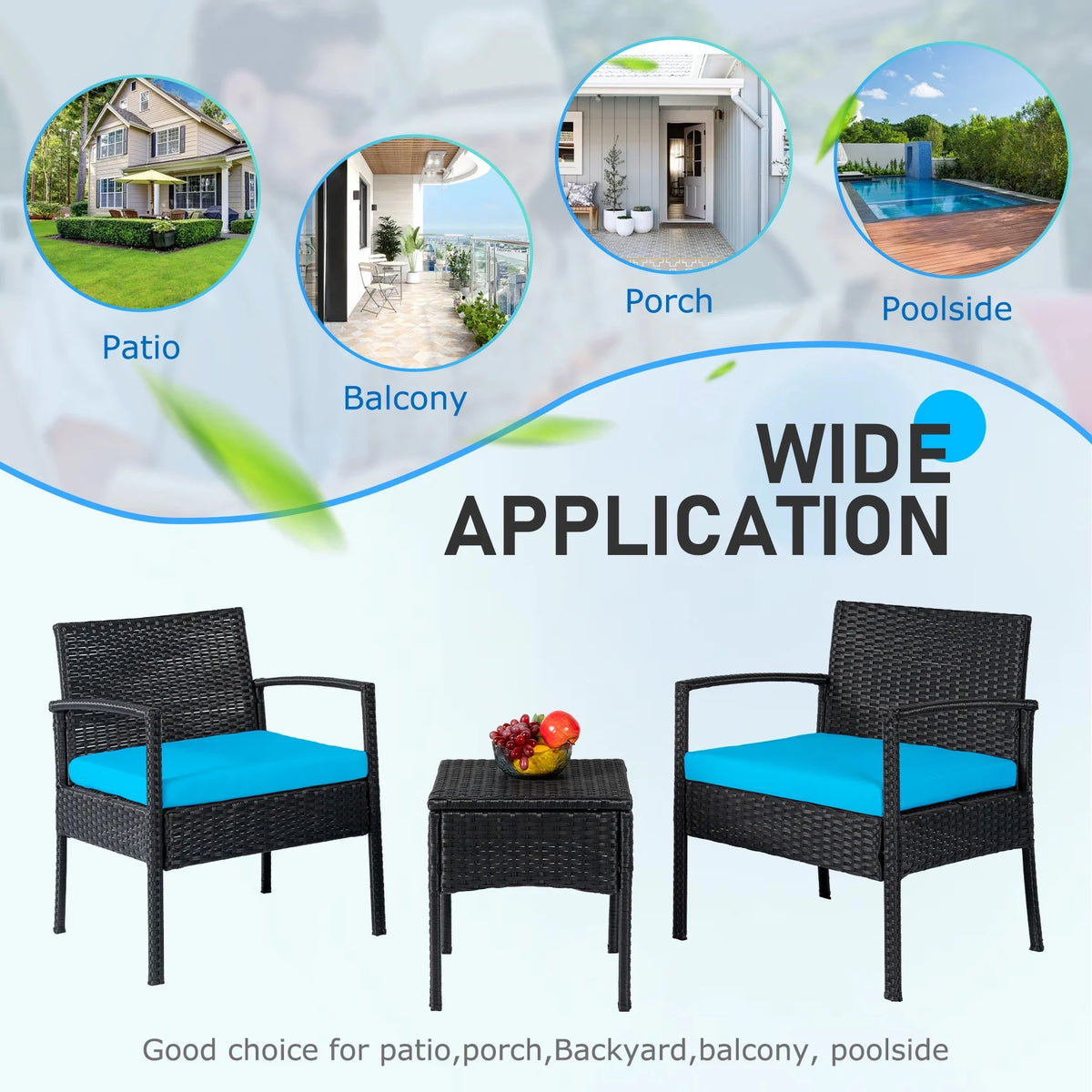 Tappio Outdoor Furniture 3 Piece Patio Bistro Furniture Set, Rattan Conversation Chairs Set with Side - Product image 28
