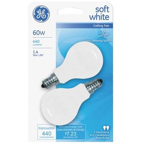 GE Soft White Ceiling Fan Bulb, 60 W - 2 pack - Product image 1