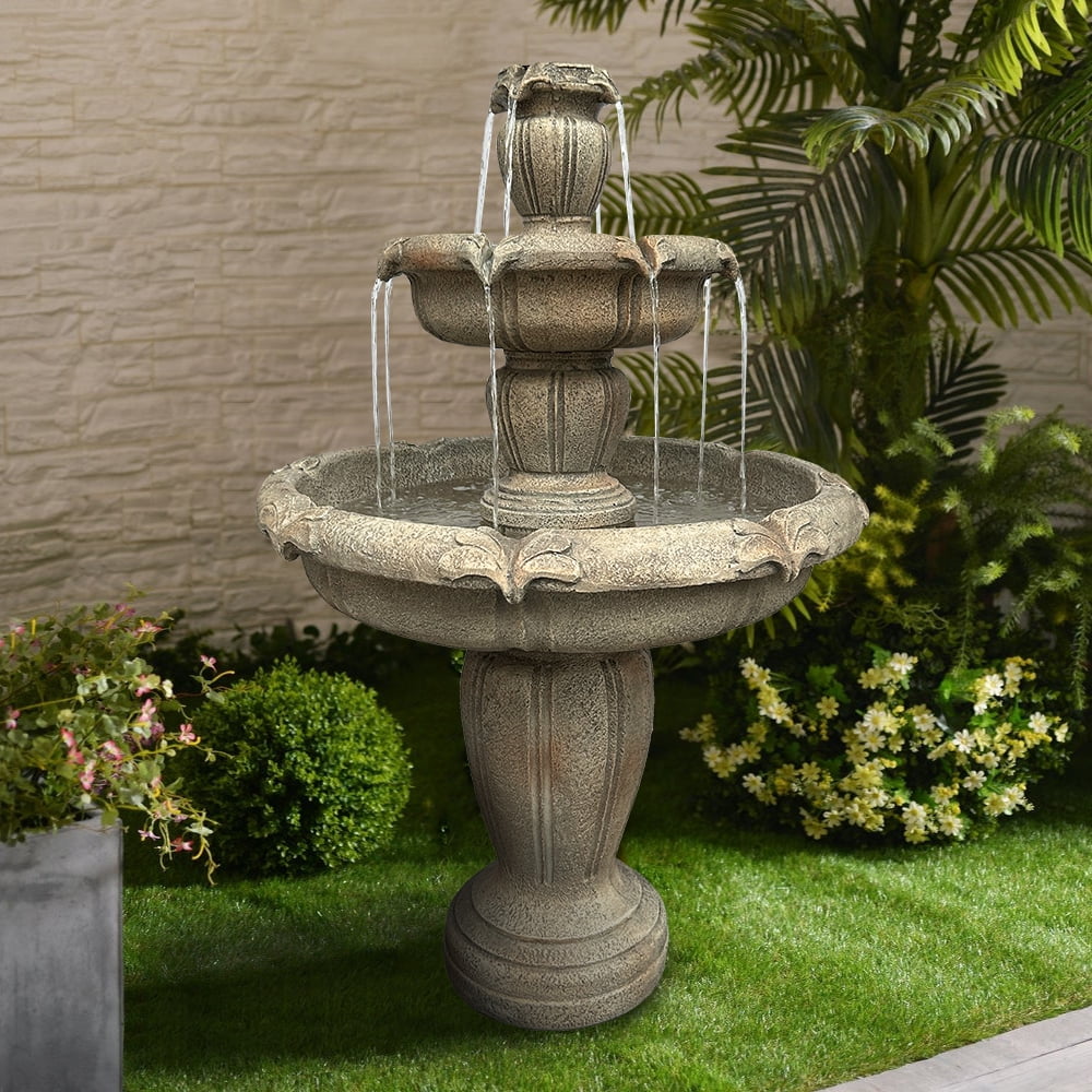 Indoor/Outdoor 3 - Tiers Concrete Floor Water Fountain with Electric Pump for Patio Lawn Home Decor - Product image 7