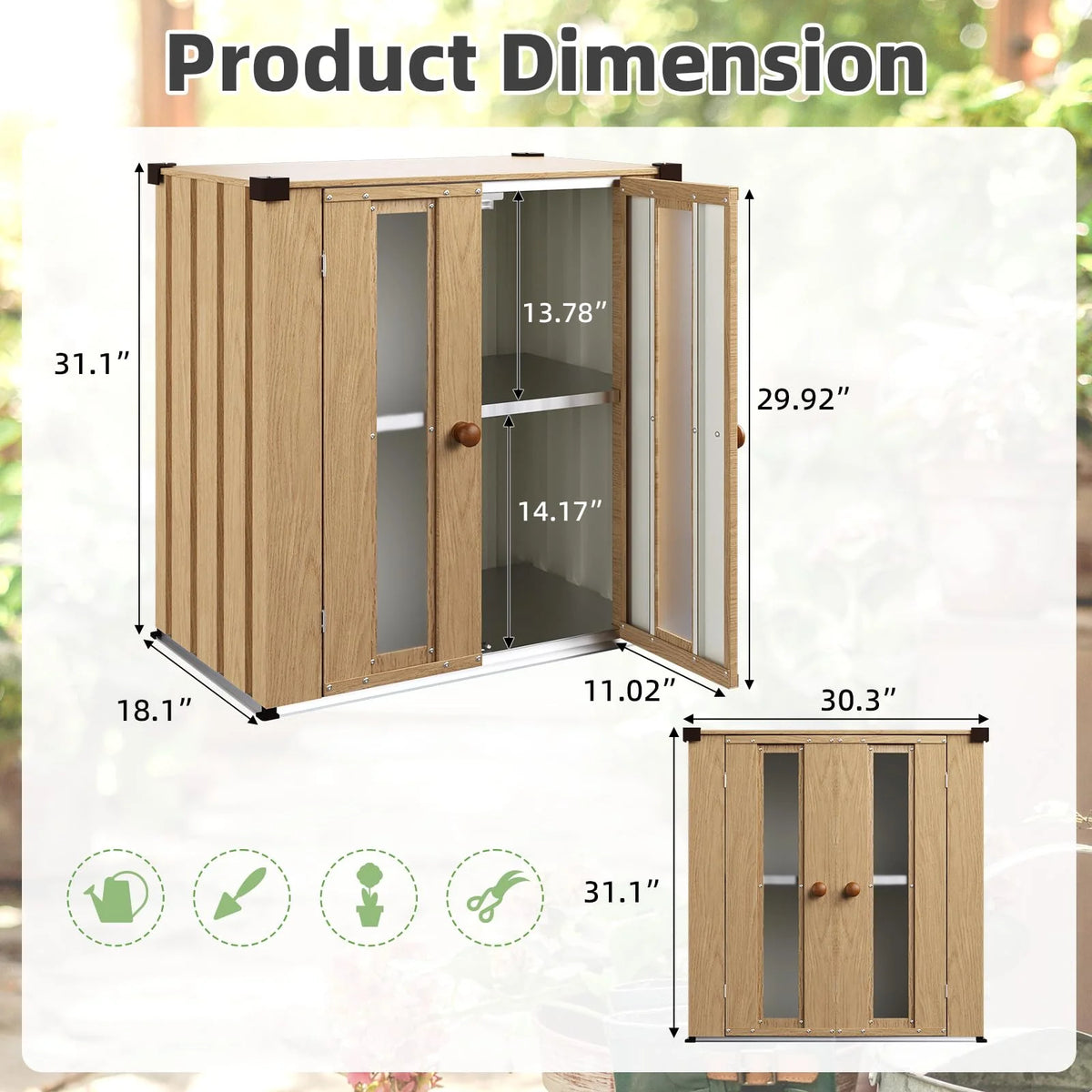 AECOJOY Small Outdoor Storage Cabinet Waterproof with Shelves, Vertical Garden Storage Sheds - Product image 3