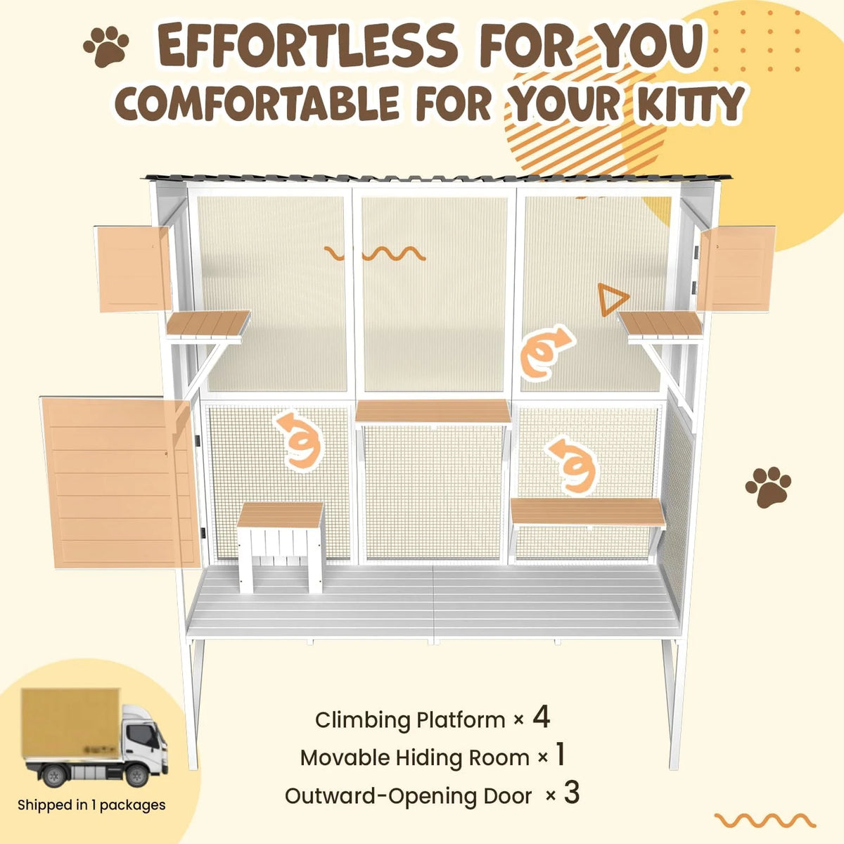 AECOJOY Catio Outdoor Cat Enclosure with Window Access, Large Window Catio Wood Cat House with 4 Platforms - Product image 12